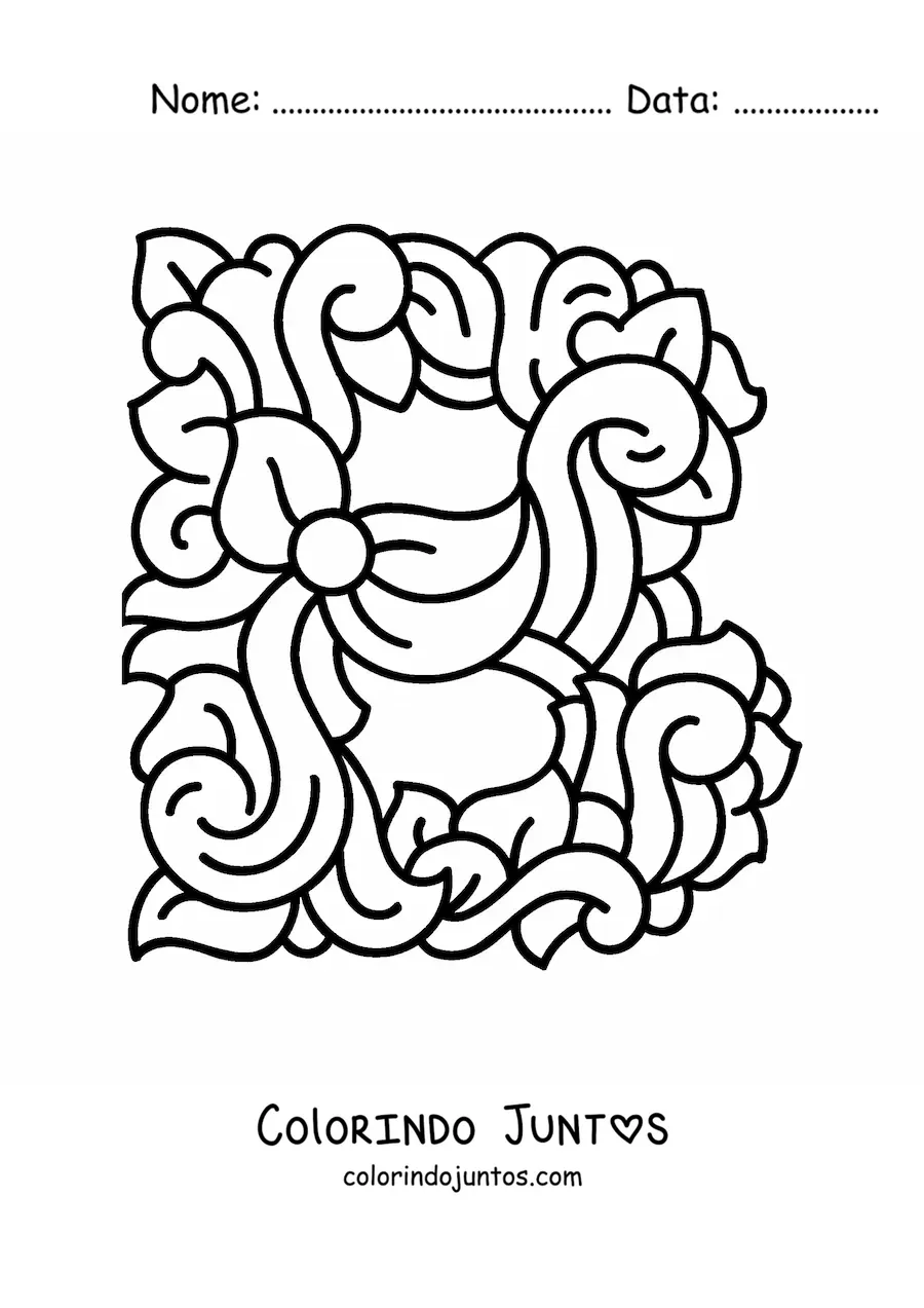 Desenho para colorir de letra B maiúscula decorada