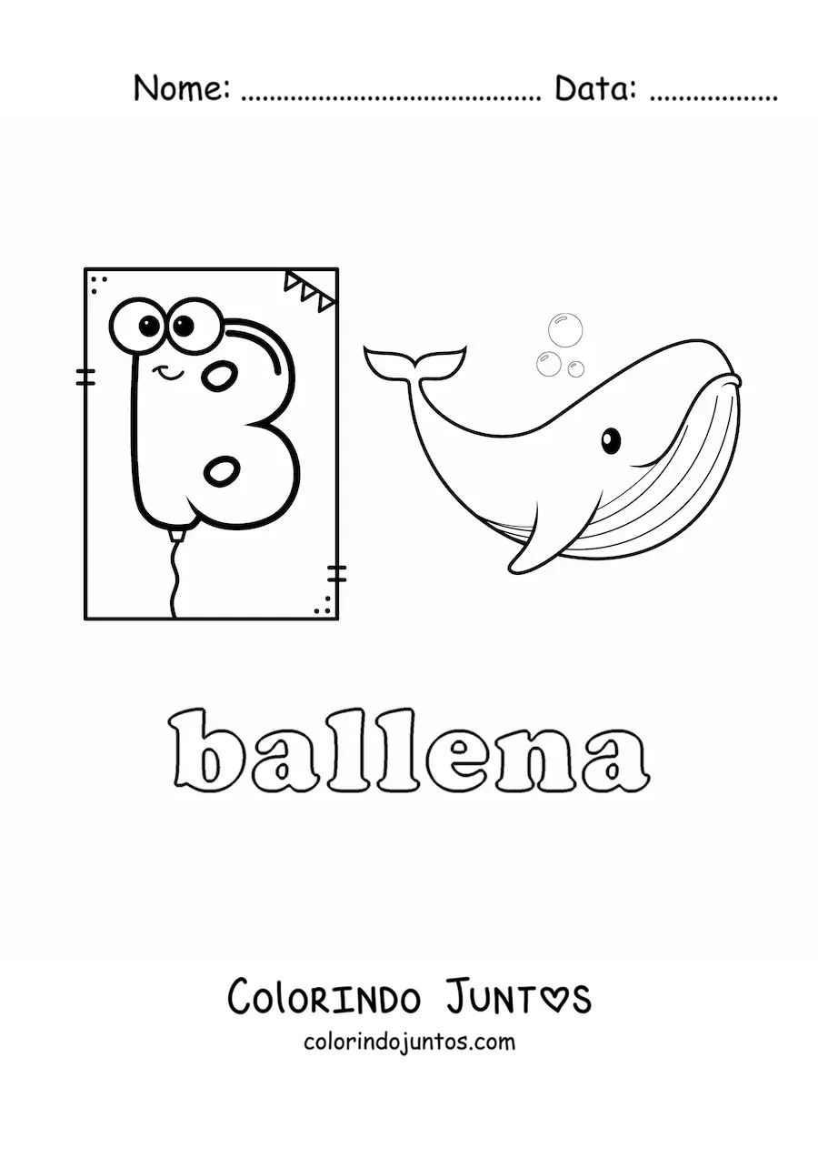Desenho para colorir de B de baleia