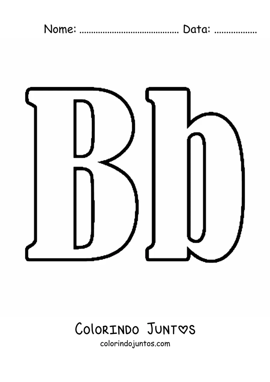 Desenho para colorir de letra B maiúscula e minúscula grande