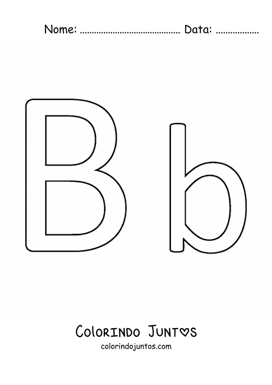 Desenho para colorir de letra B maiúscula e minúscula fácil