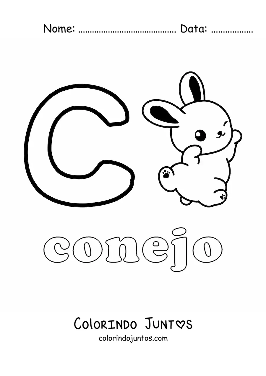 Desenho para colorir de C de coelho