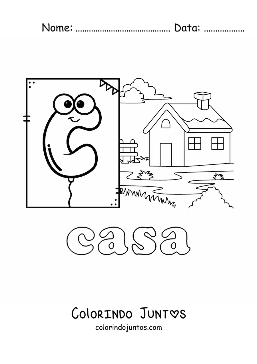 Desenho para colorir de C de casa