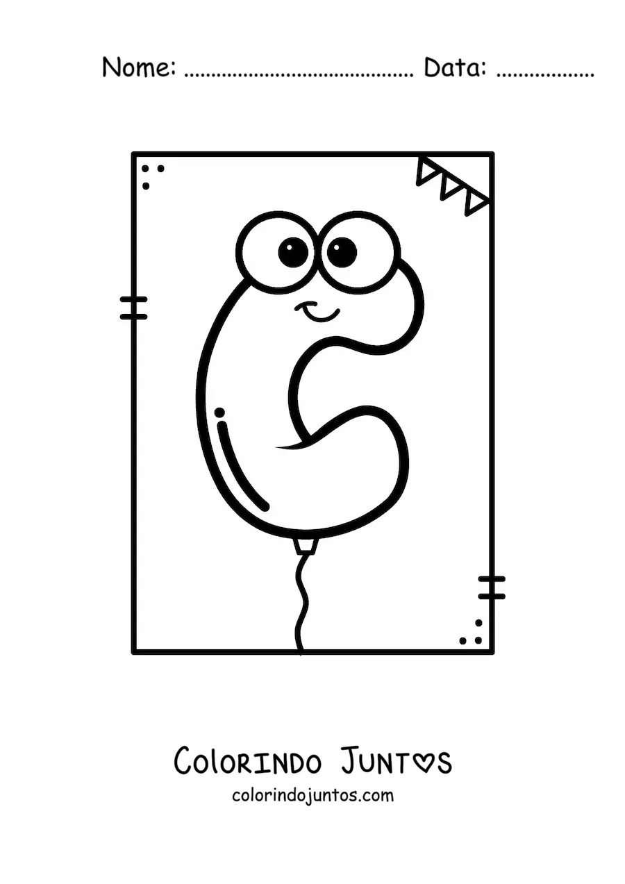 Desenho para colorir da letra C animada em forma de balão