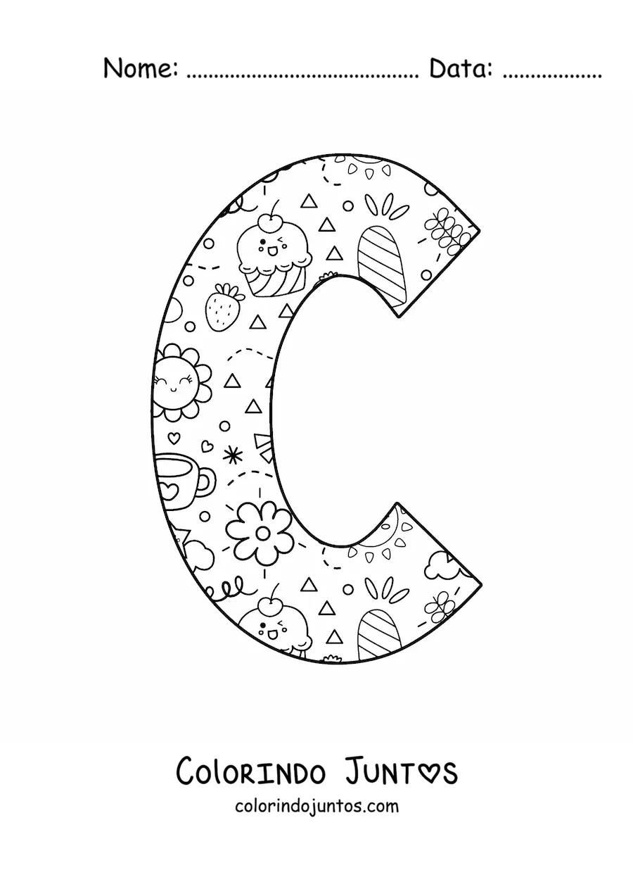 Desenho para colorir da letra C em desenho animado