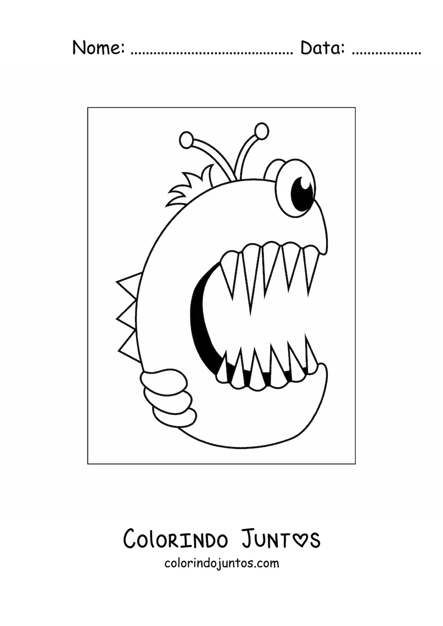 Desenho para colorir da letra C animada em forma de monstro