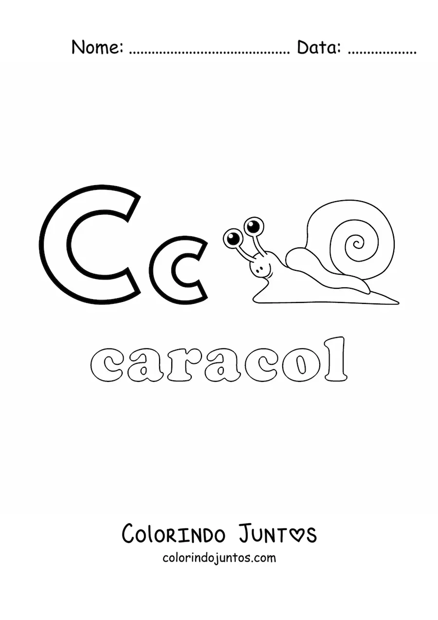 Desenho para colorir de C de caracol