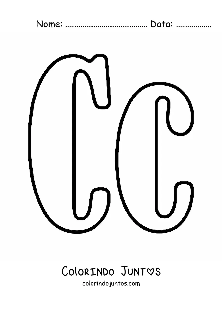 Desenho para colorir de letra C maiúscula e minúscula grande