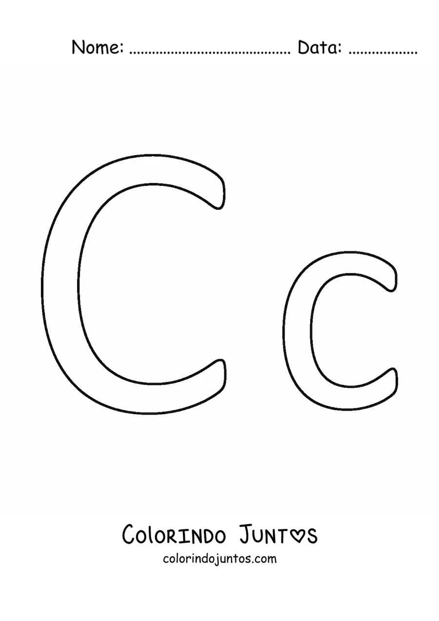 Desenho para colorir de letra C maiúscula e minúscula fácil