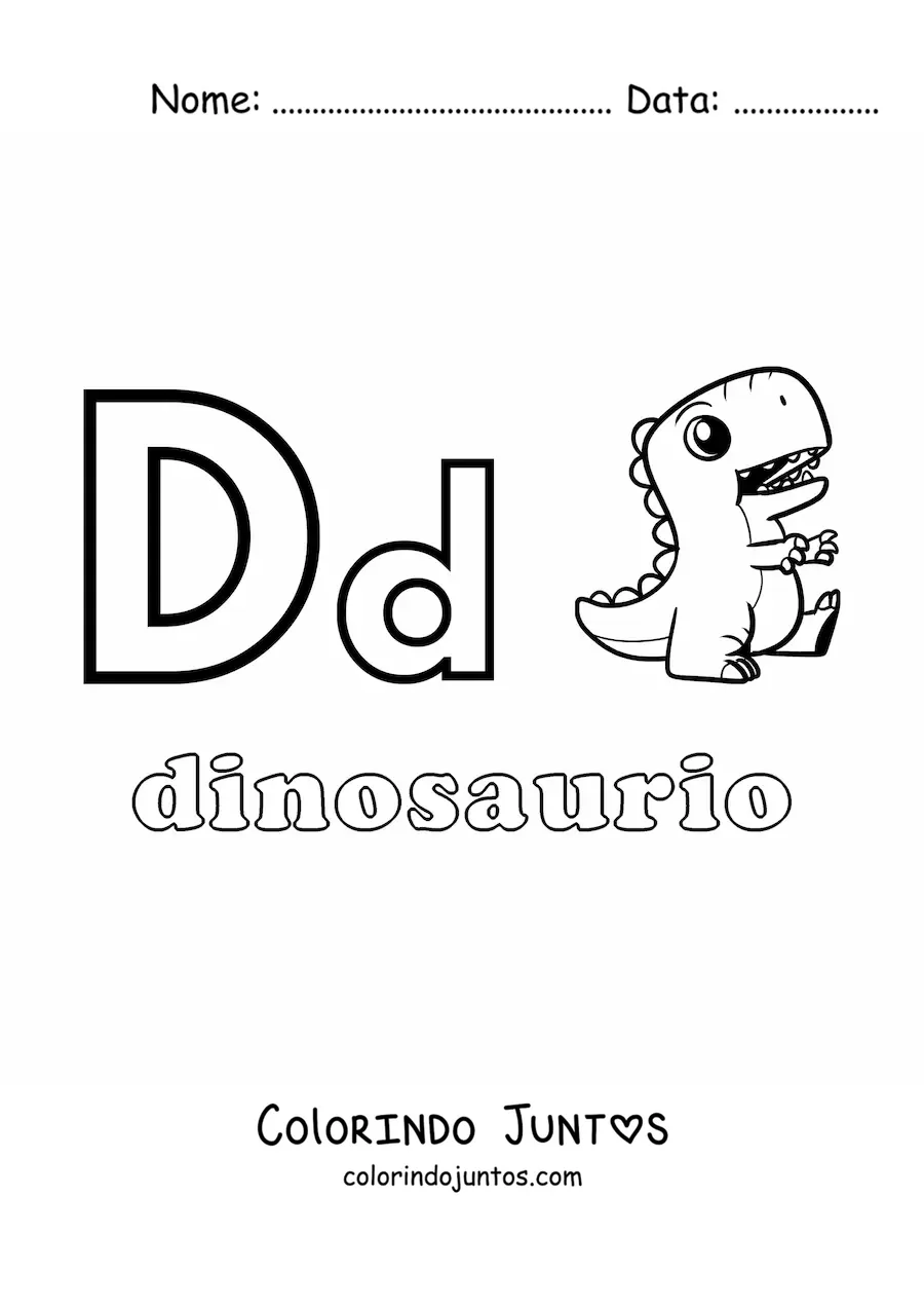 Desenho para colorir de D de dinossauro