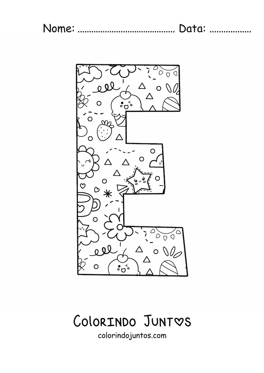 Desenho para colorir da letra E em desenho animado