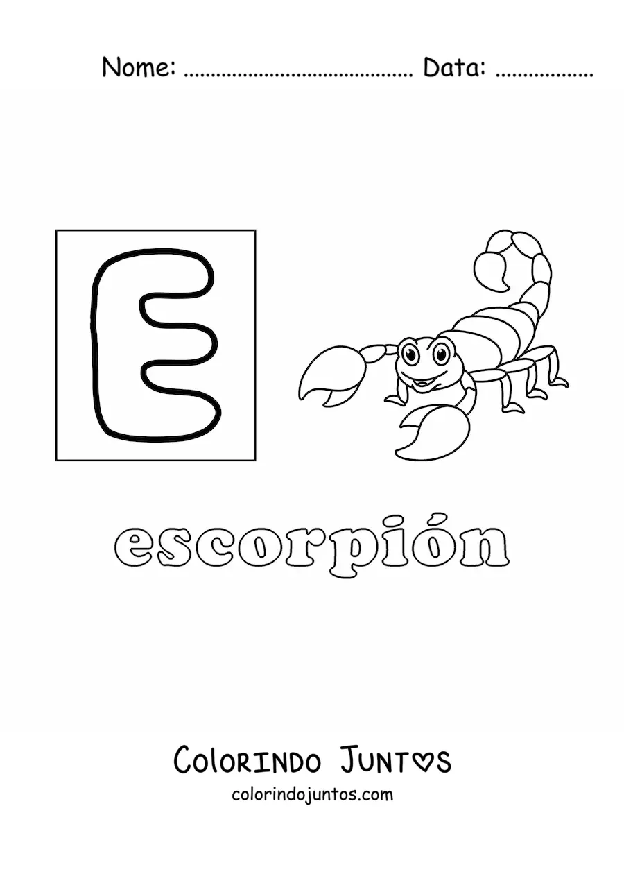 Desenho para colorir de E de escorpião