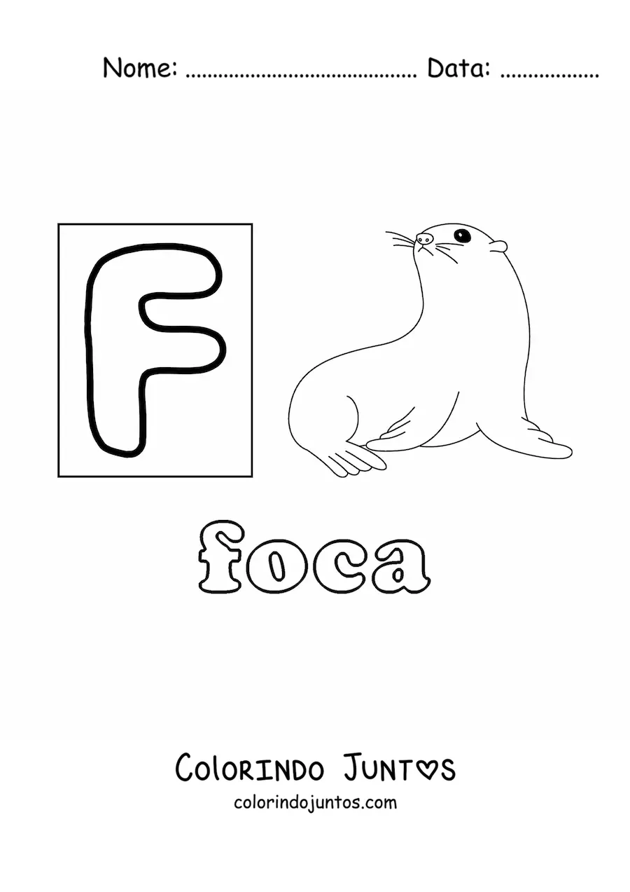 Desenho para colorir de F de foca