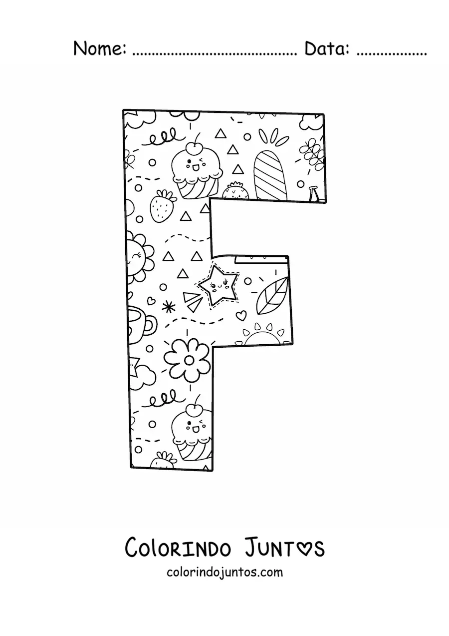 Desenho para colorir da letra F em desenho animado