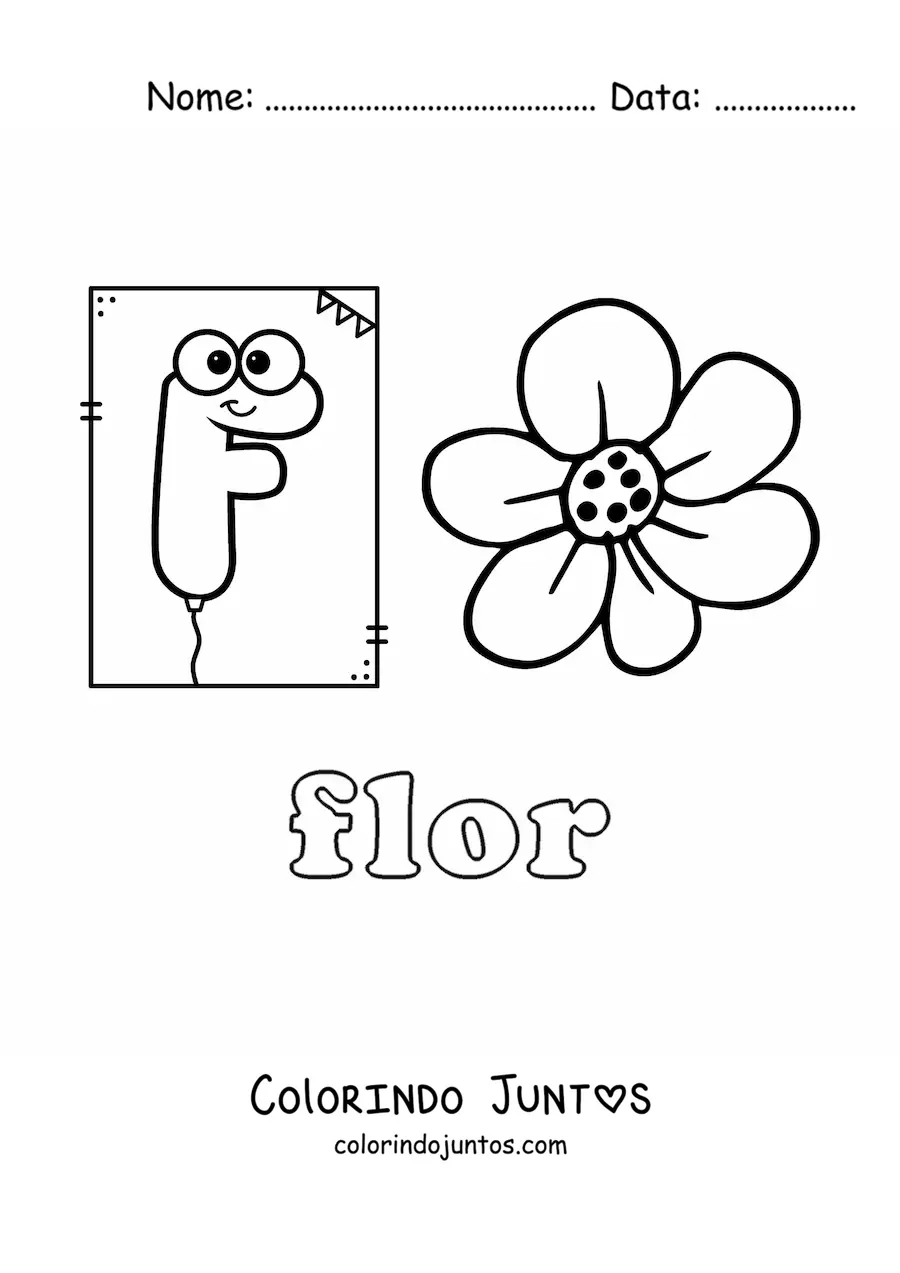 Desenho para colorir de F de flor