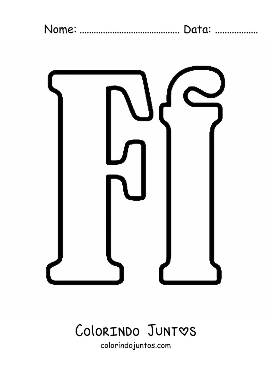 Desenho para colorir de letra F maiúscula e minúscula grande