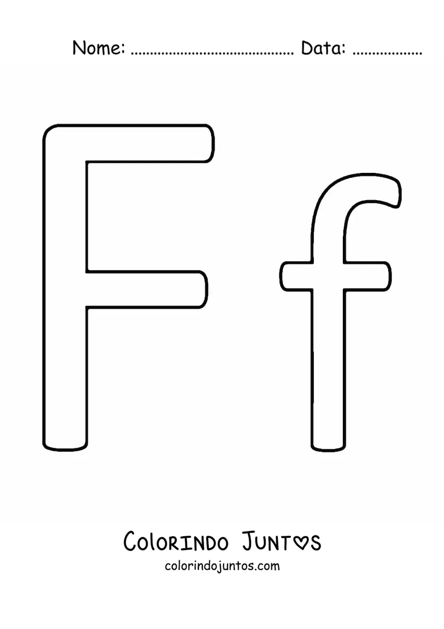 Desenho para colorir de letra F maiúscula e minúscula fácil