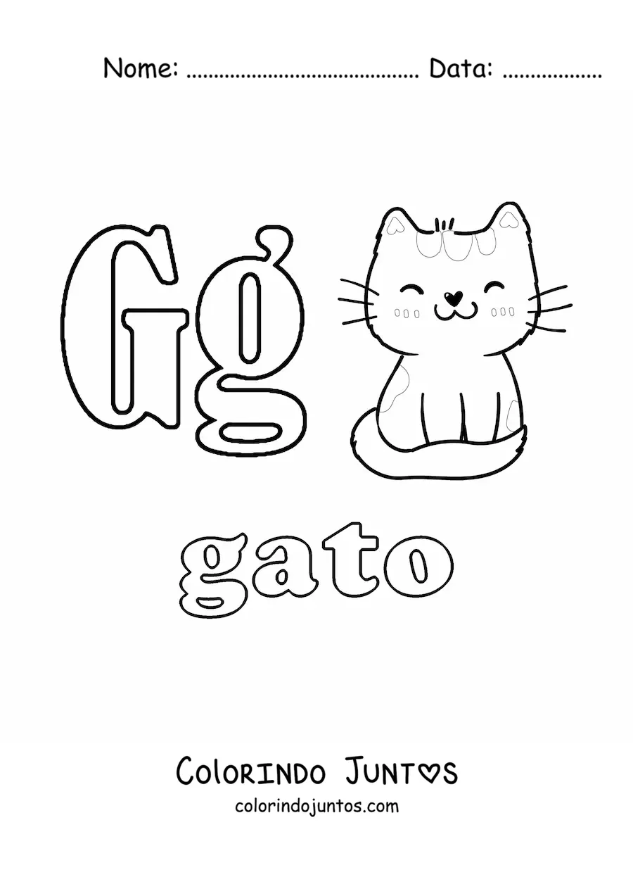 Desenho para colorir de G de gato