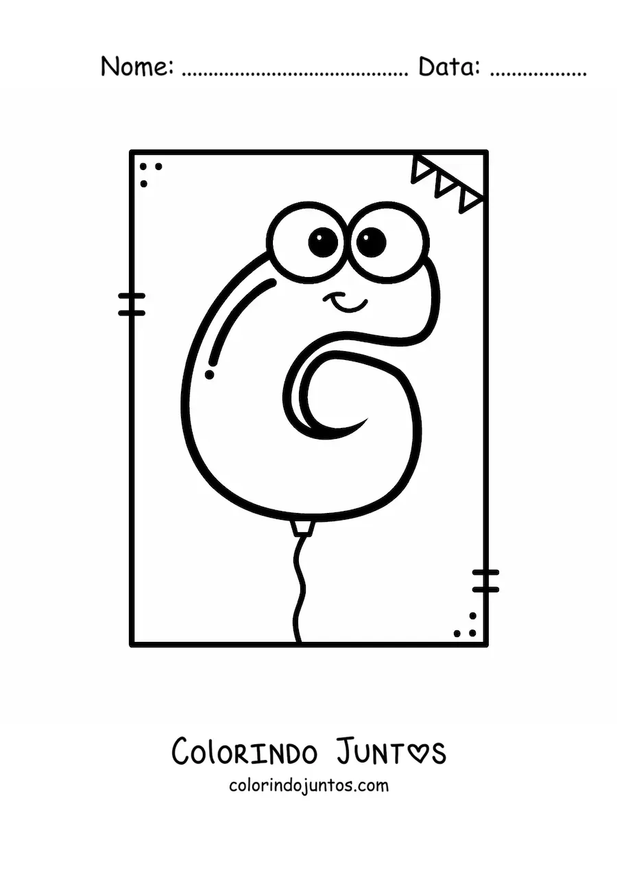 Desenho para colorir da letra G animada em forma de balão