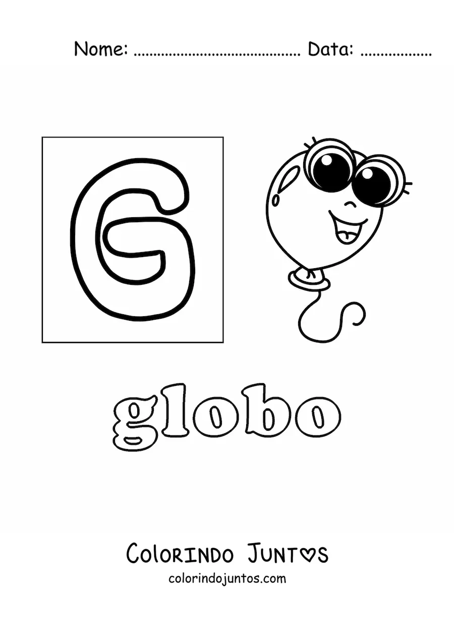 Desenho para colorir de G de balão