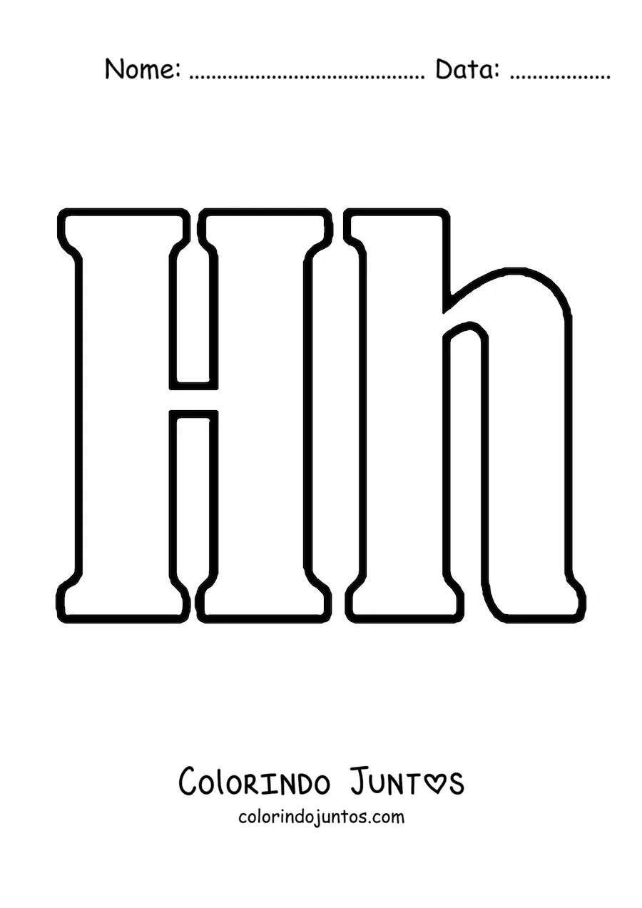Desenho para colorir de letra H maiúscula e minúscula grande