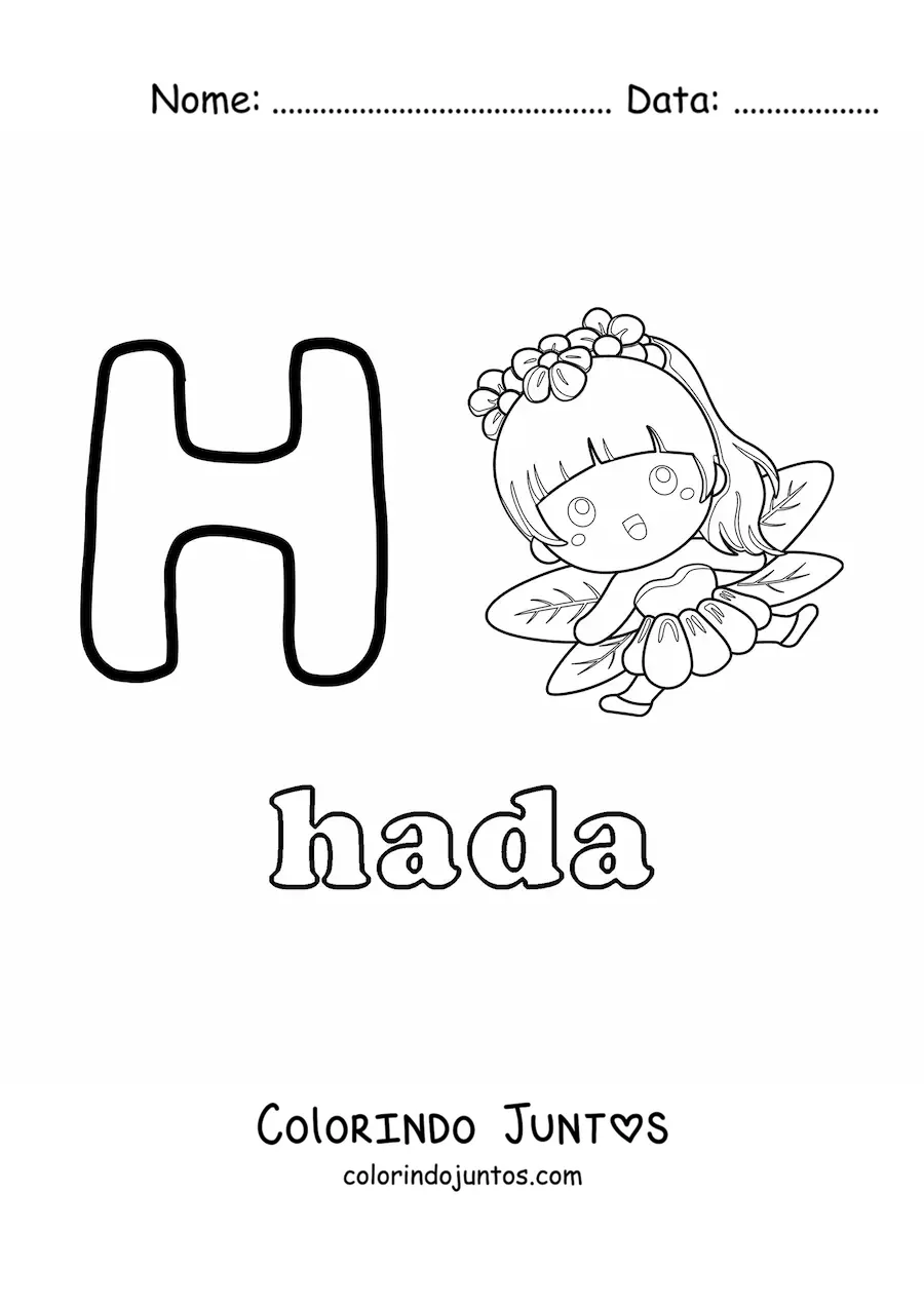 Desenho para colorir de H de fada