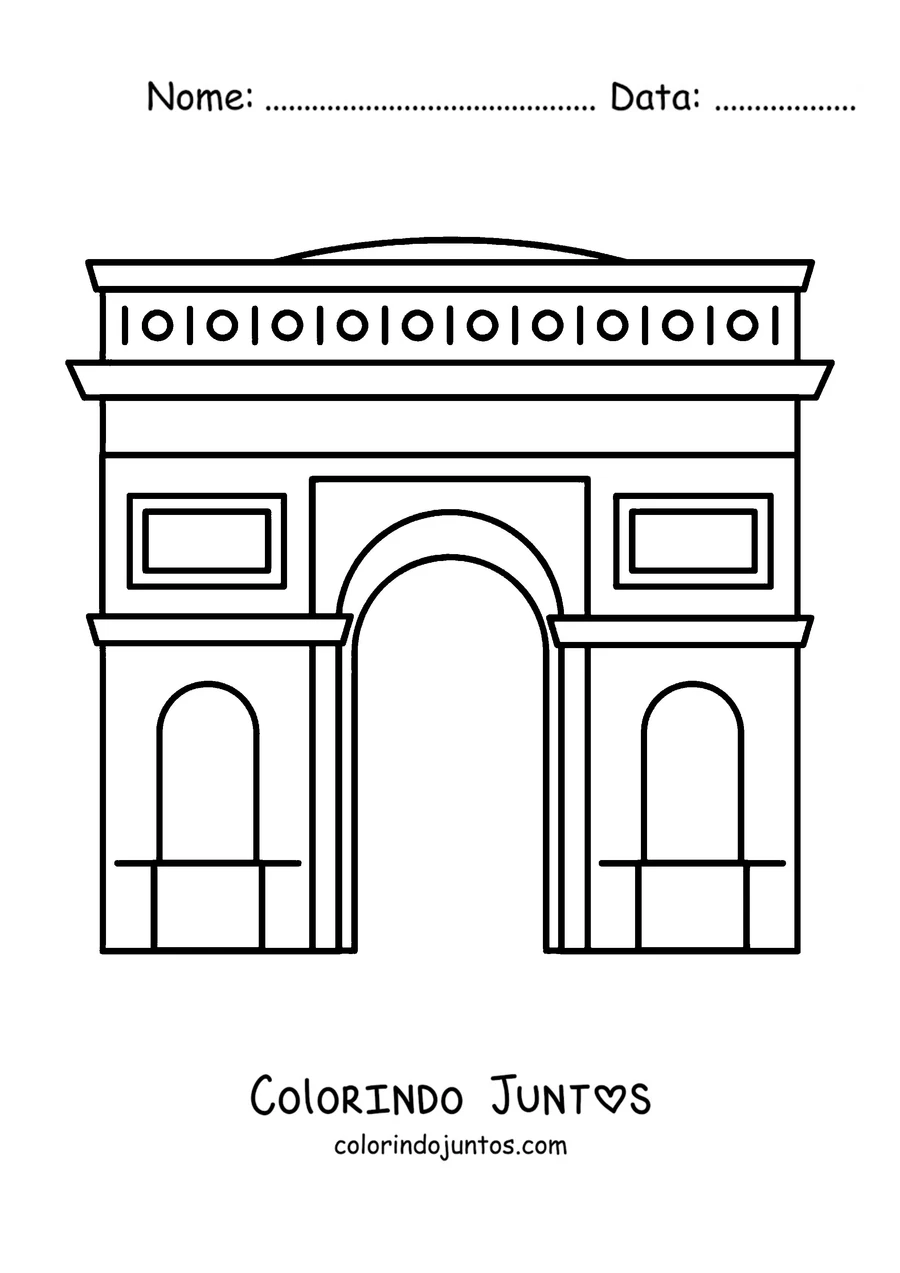 Desenho para colorir do Arco do Triunfo visto de frente