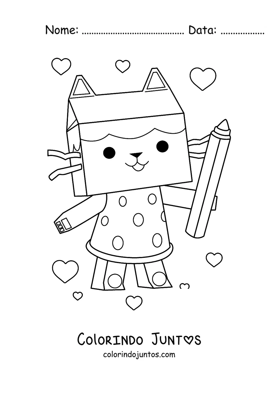 Desenho para colorir do Baby Box com um lápis gigante