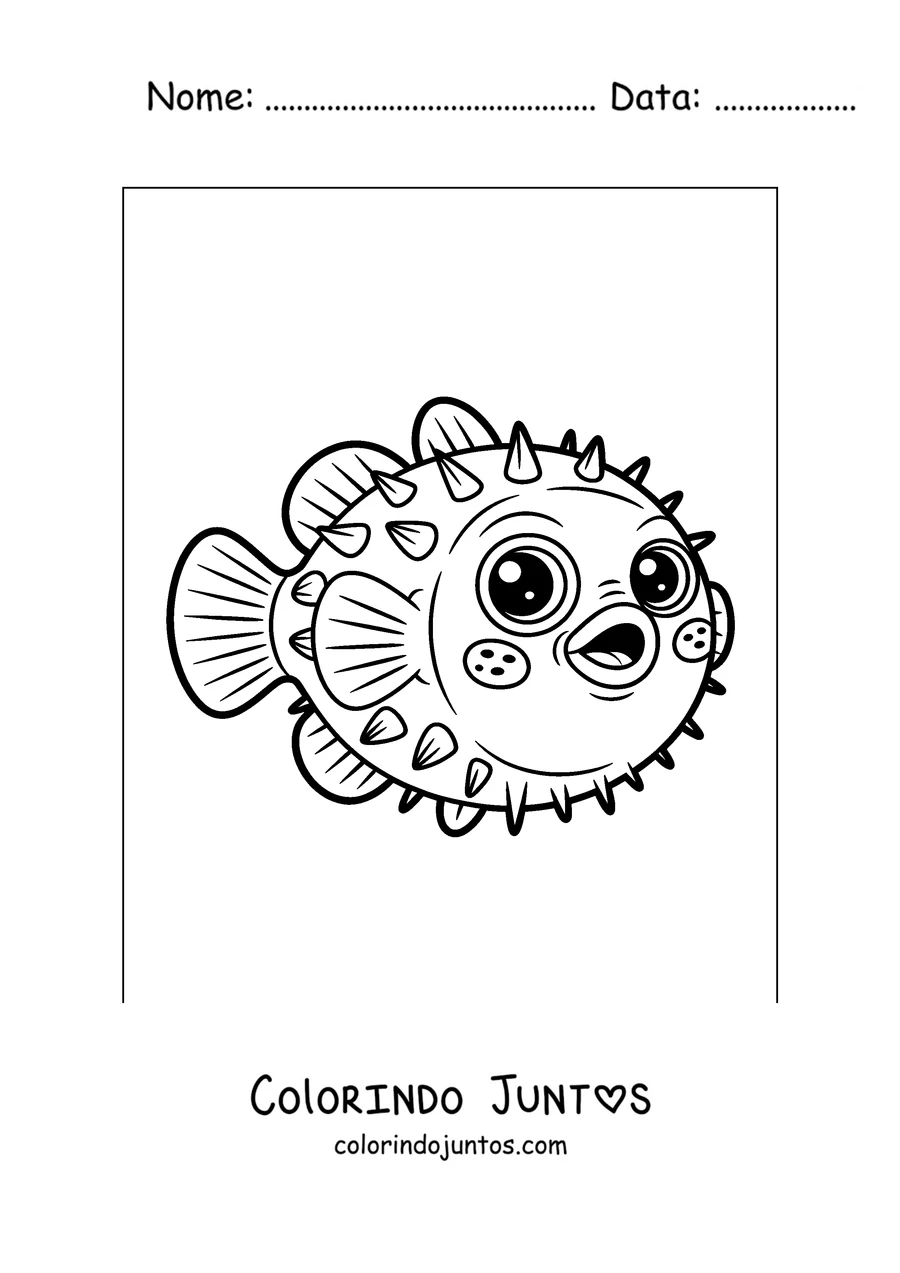 Desenho para colorir de um baiacu nadando