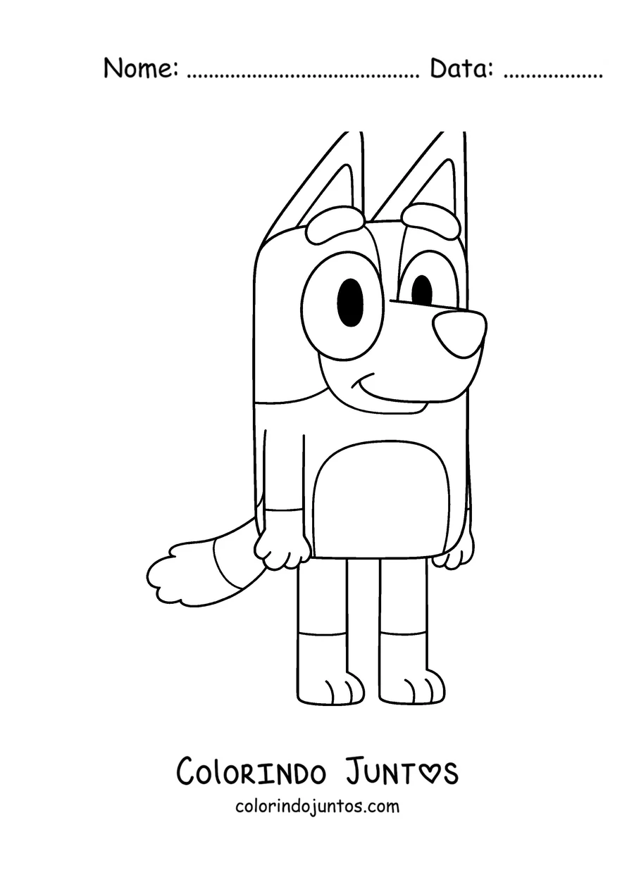 Desenho para colorir da Bingo, a irmã da Bluey, pulando