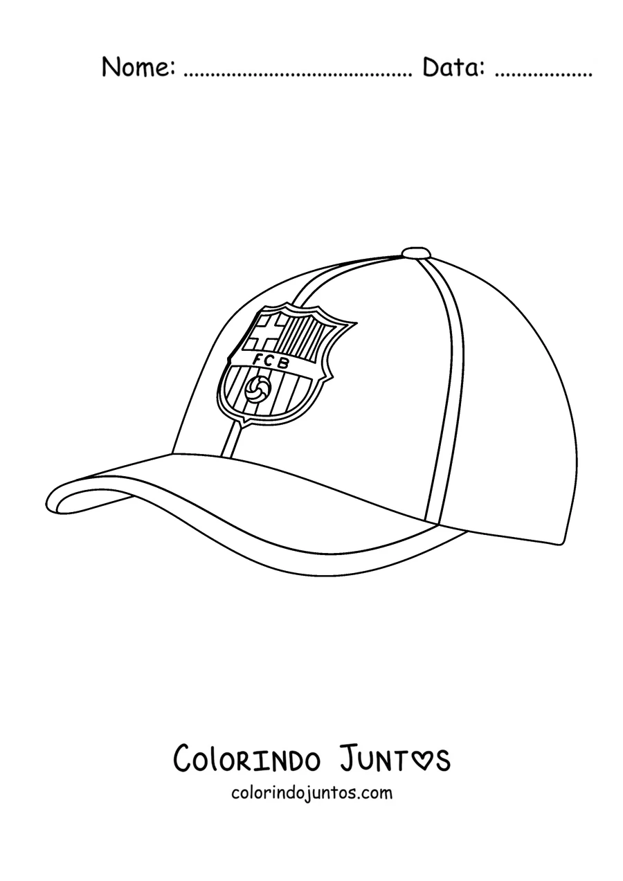 Desenho para colorir de um boné com o escudo do Barcelona