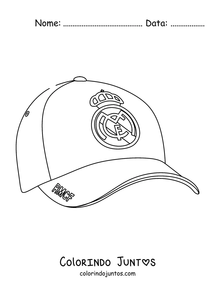 Desenho para colorir de um boné com o escudo do Real Madrid