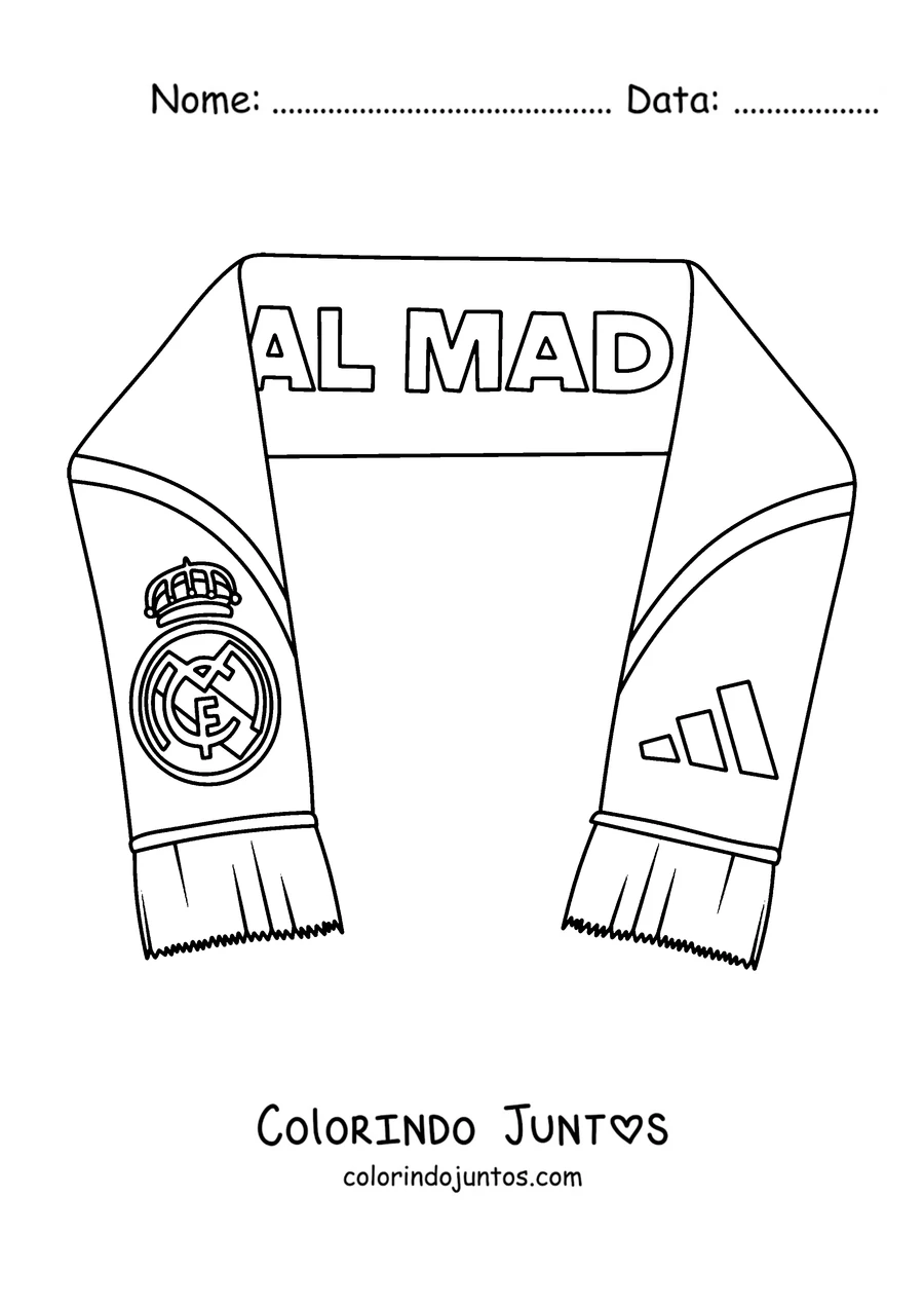 Desenho para colorir de um cachecol de torcedor do Real Madrid