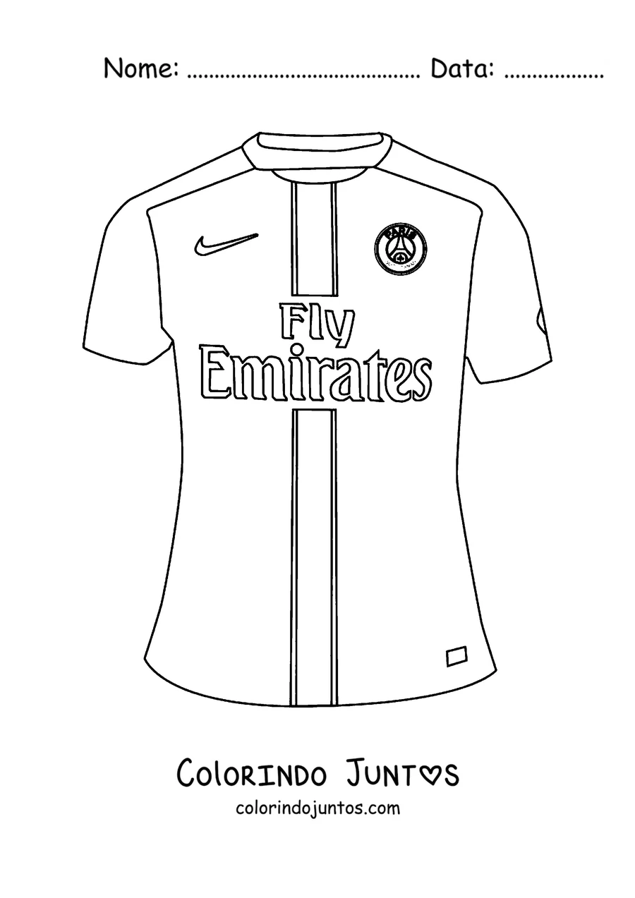 Desenho para colorir da camisa do PSG