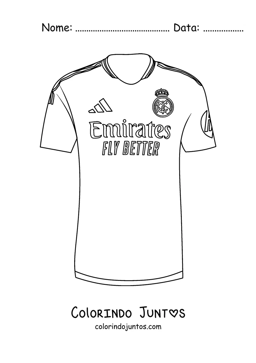 Desenho para colorir da camisa branca do Real Madrid