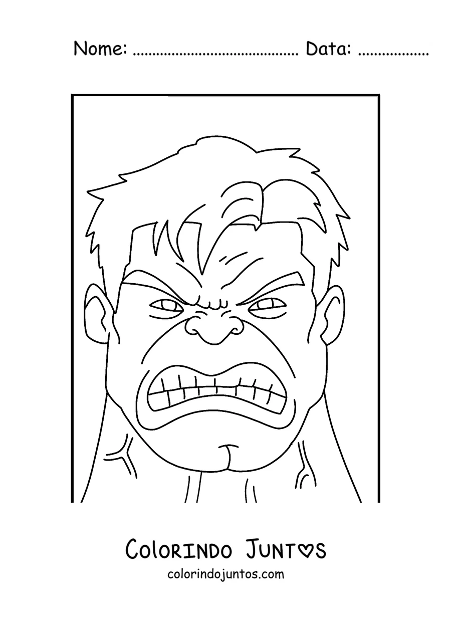 Desenho para colorir do A cara zangada do Hulk