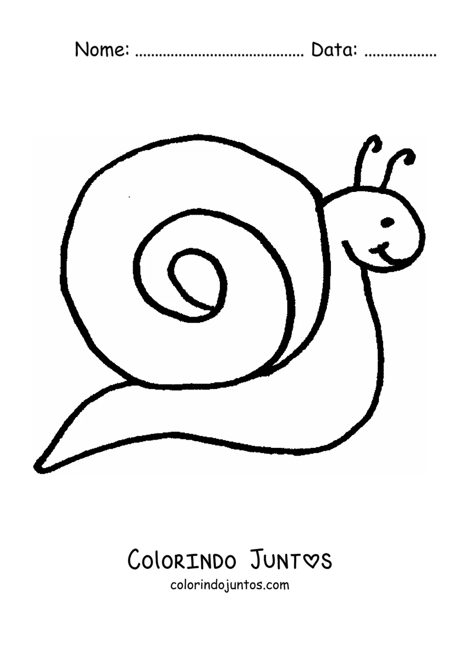 Desenho para colorir de um caracol de desenho animado de perfil