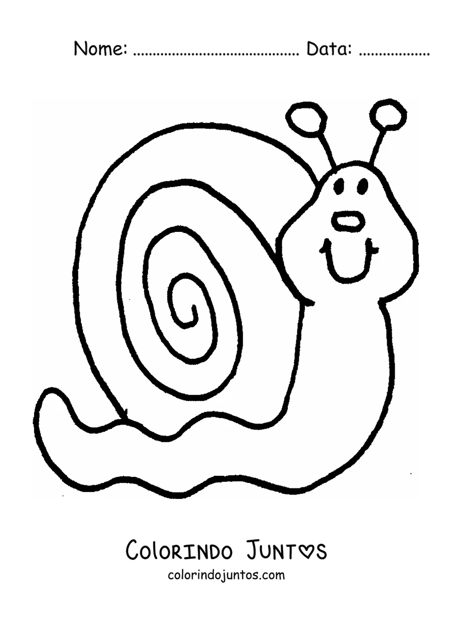 Desenho para colorir de um caracol rechonchudo com a concha redonda