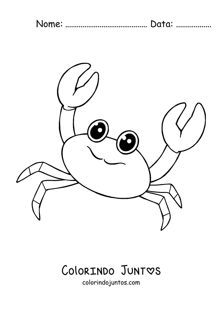 Desenho para colorir de um caranguejo de desenho animado sorrindo