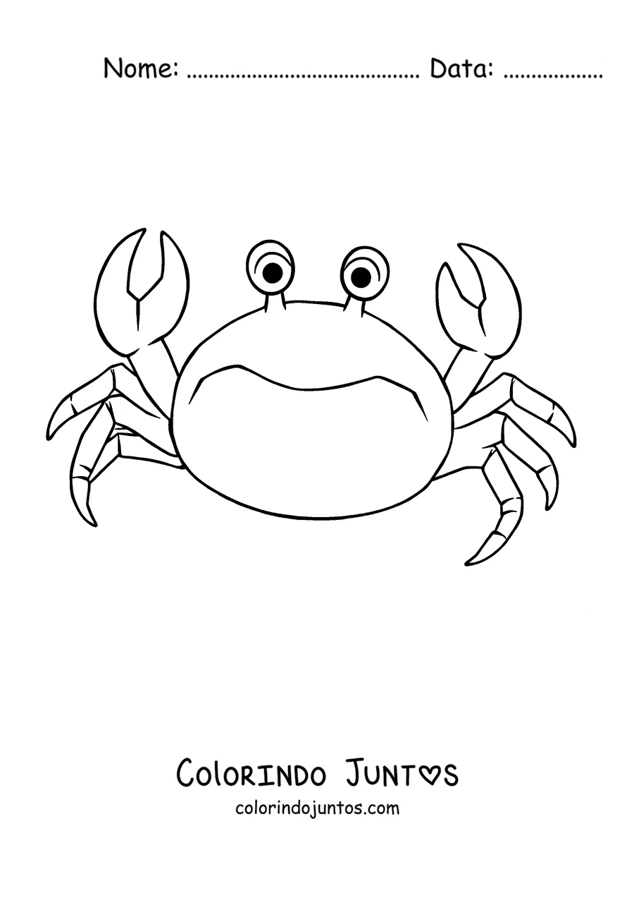Desenho para colorir de um caranguejo grande com as pinças levantadas
