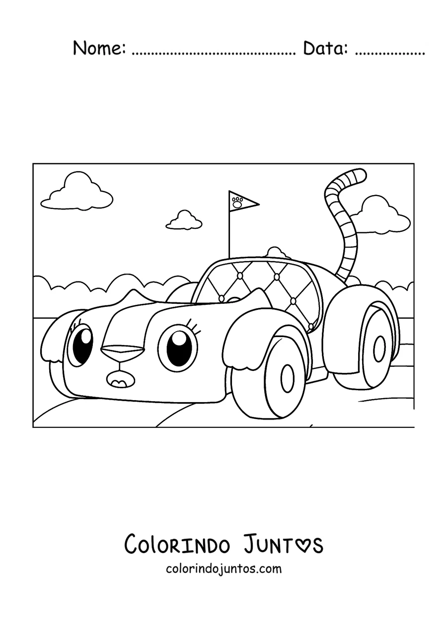 Desenho para colorir da Carlita, o carrinho gatinho da Gabby