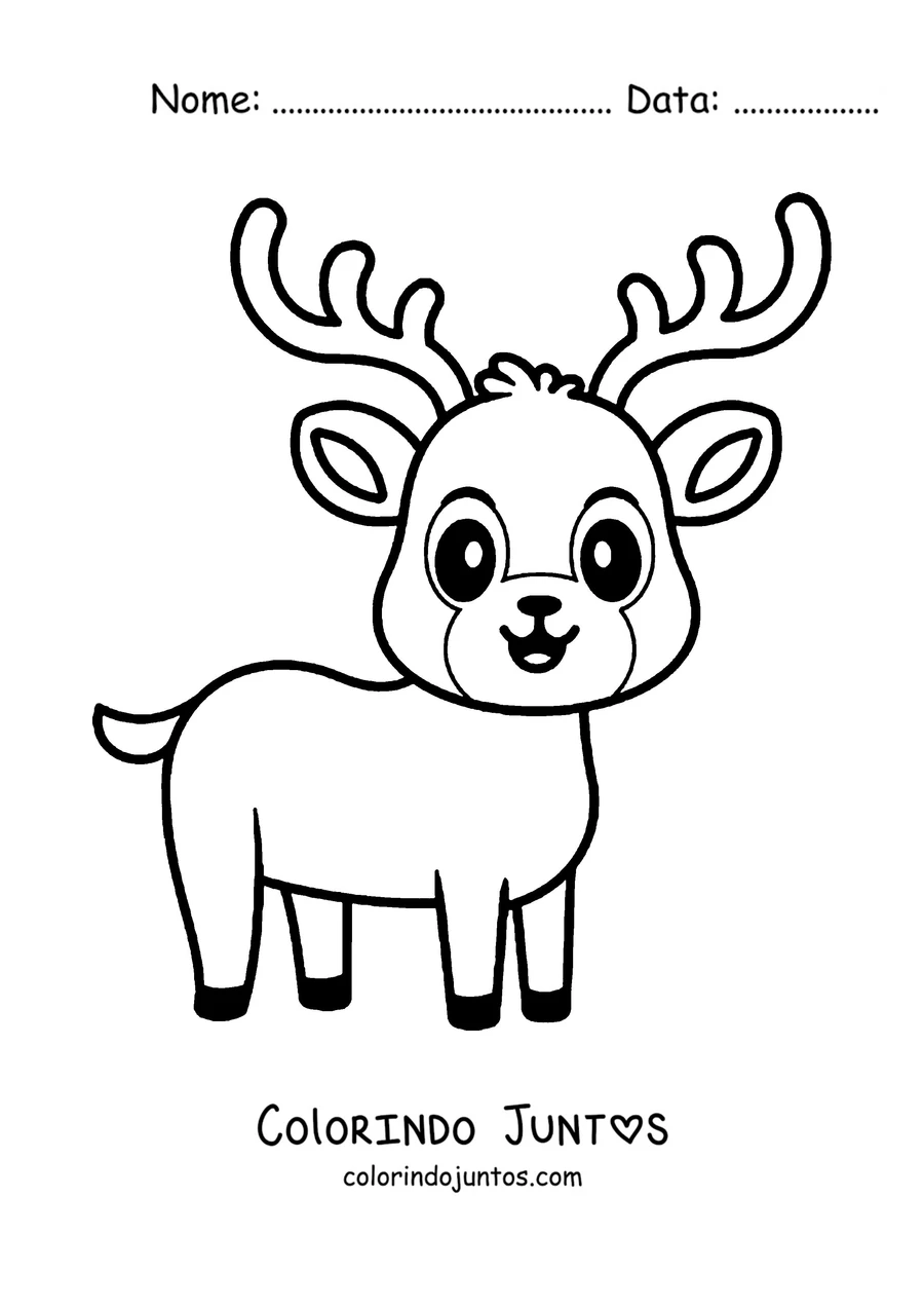 Desenho para colorir de um cervo filhote fofo visto de frente