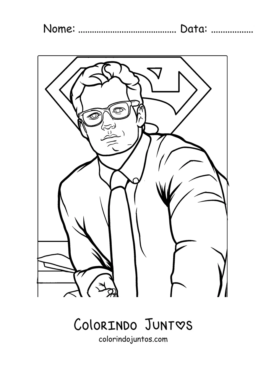 Desenho para colorir do Clark Kent, a identidade secreta do Superman