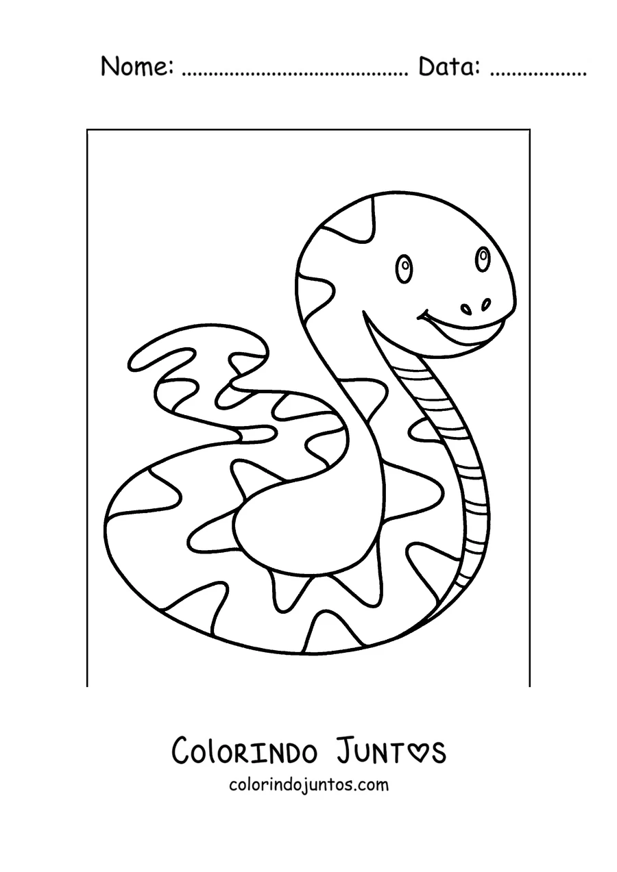 Desenho para colorir de uma cobra simples e sorridente