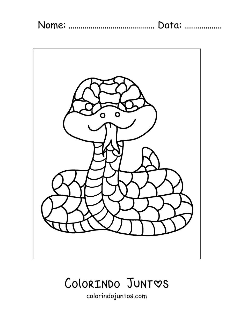 Desenho para colorir de uma cobra sorridente de desenho animado