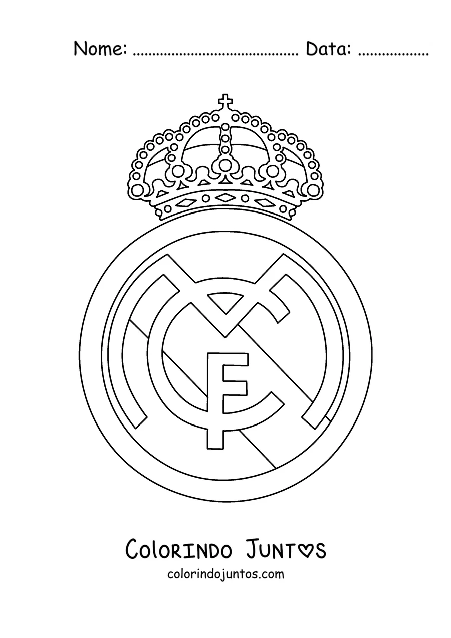 Desenho para colorir do escudo do Real Madrid com a sua coroa