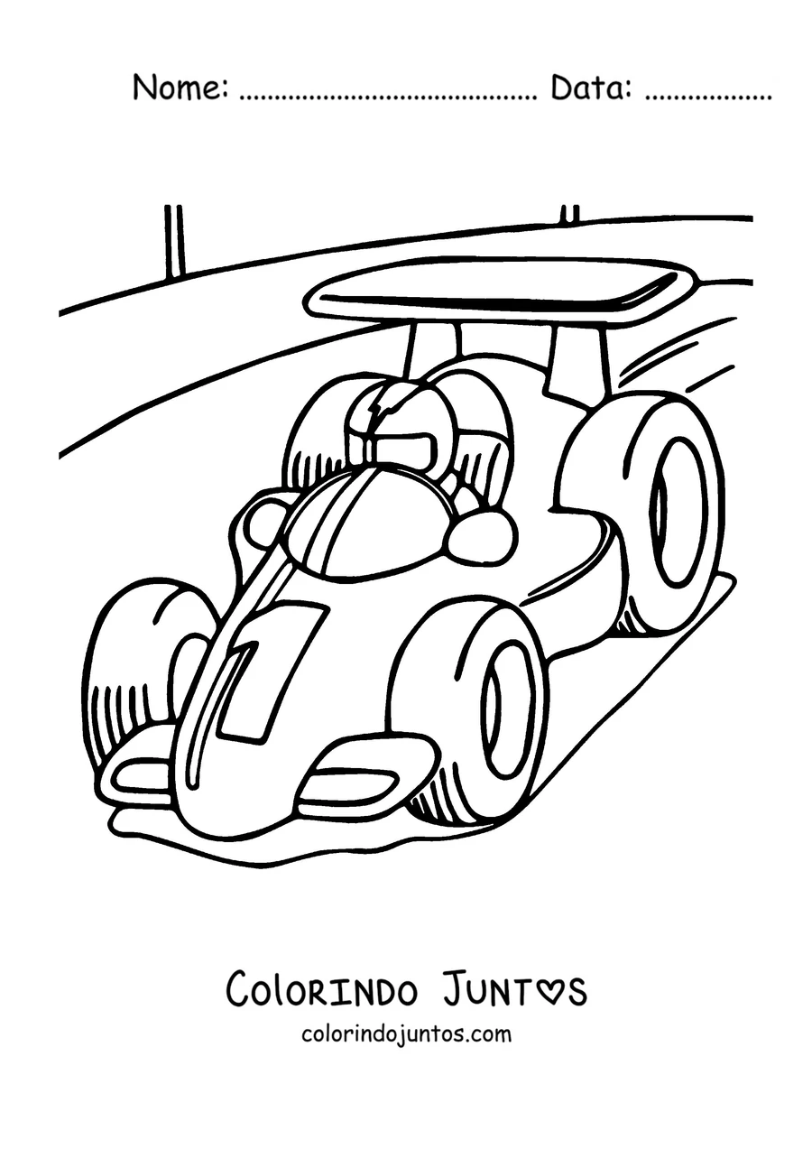 Desenho para colorir de um carro de Fórmula 1 clássico com o número 7