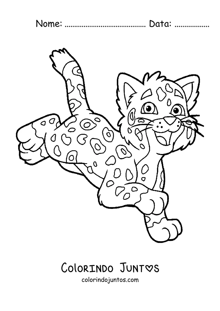 Desenho para colorir de um filhote de guepardo correndo