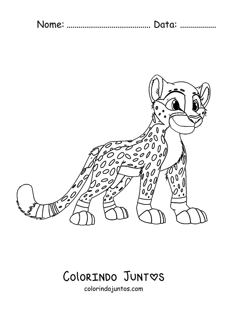 Desenho para colorir de um filhote de guepardo em pé