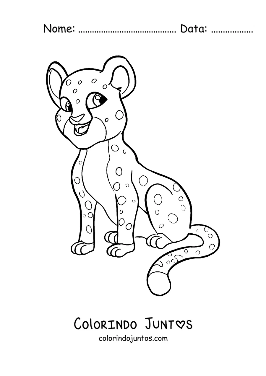 Desenho para colorir de um filhote de guepardo sentado