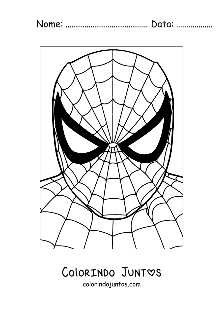 Desenho para colorir do rosto do Homem-Aranha com a máscara e os olhos grandes